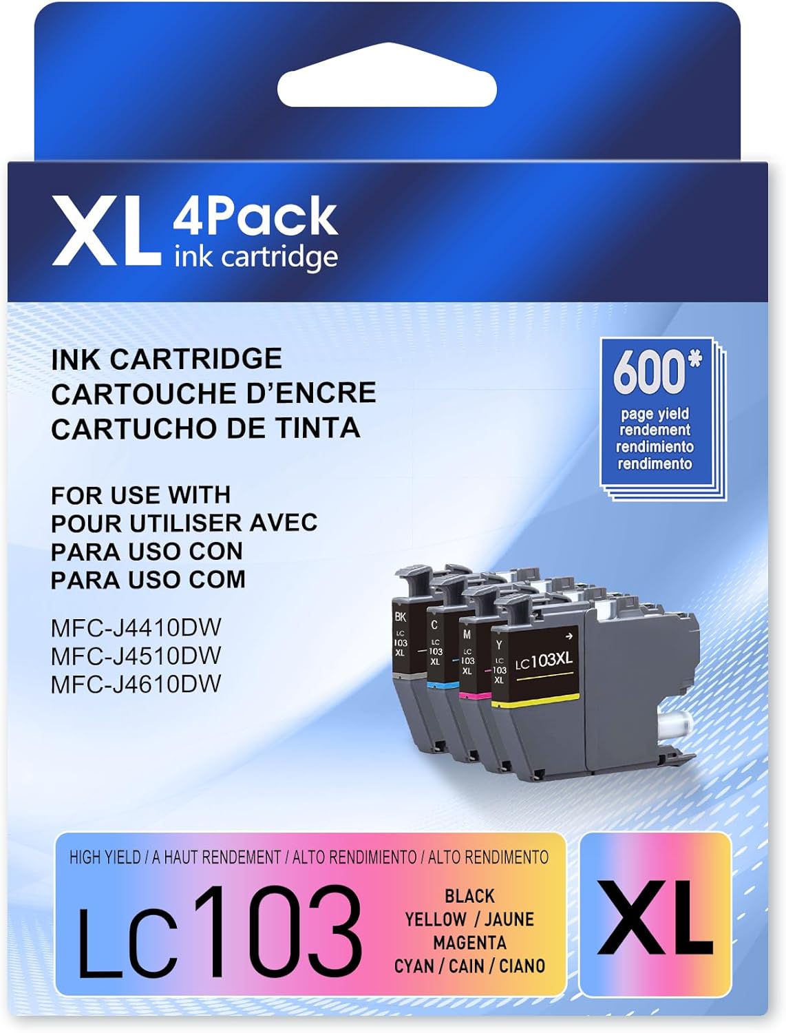 LC103 Ink Cartridges for Brother Printer Compatible for Brother Ink CartridgesLC103 Work with MFC-J870DW MFC-J6920DW MFC-J6520DW MFC-J450DWMFC-J470DW (Black,Cyan,Magenta,Yellow)