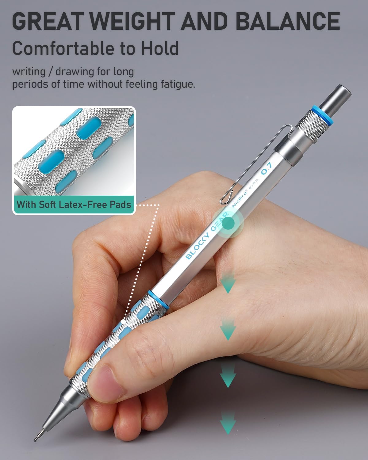 Nicpro Blocky Gear Metal Mechanical Pencil Set with Leather Case, 40PCS Art Drafting Pencil 0.5, 0.7, 0.9 & 2mm Lead Pencil with 352PCS (HB 2H 4H 2B 4B 6B Color) Lead Refills for Sketching Drawing