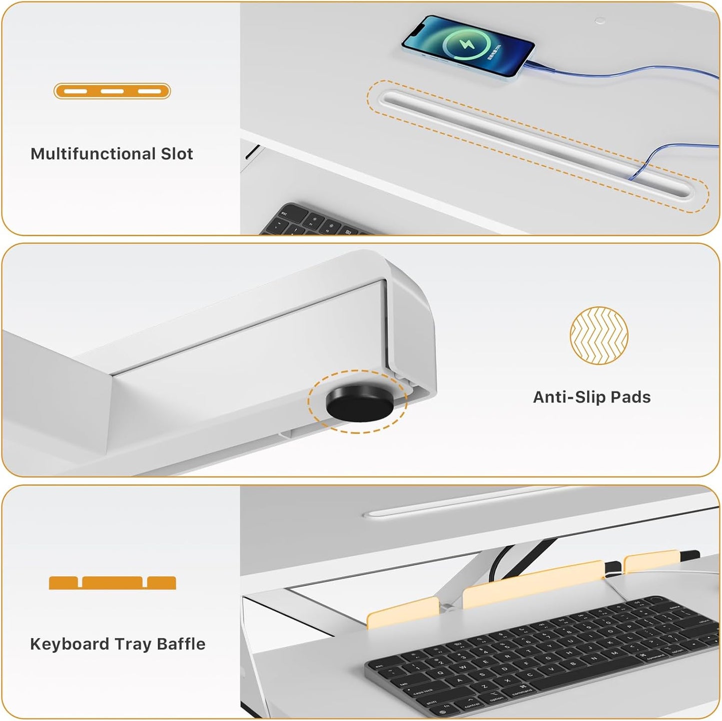 JOY worker Standing Desk Converter, 35" Wide Height Adjustable Sit Stand Up Desk Riser with Keyboard Tray, Desktop Workstation Riser for Home Office Computer Laptop, Particle Board, White