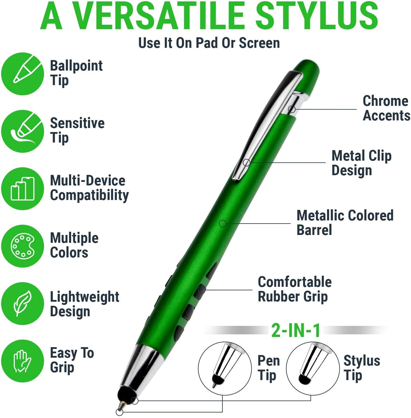 Personalized with Your Custom Logo or Text Pens-300 Pack Bulk-for Businesses, Parties, and Events, 2 in 1 Capacitive Stylus & Ballpoint Pen Compatible with Most Touchscreen Devices, Assorted