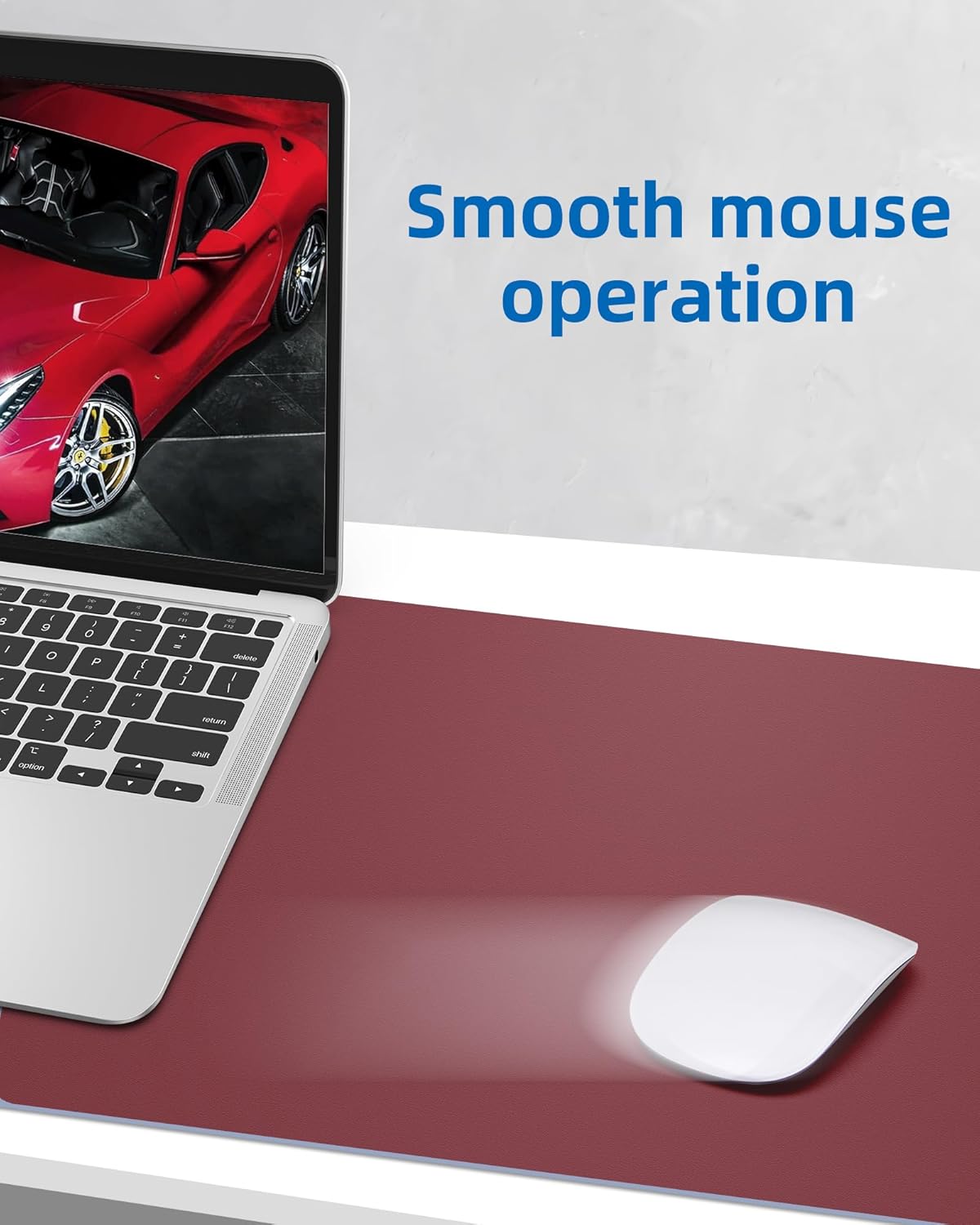 AFIING Leather Desk Pad Protector,Mouse Pad,Office Desk Mat, Non-Slip PU Leather Desk Blotter,Large Desk mat,Waterproof Keyboard mat for Office/Home/Decor (Burgundy Red,48"" x 17"")