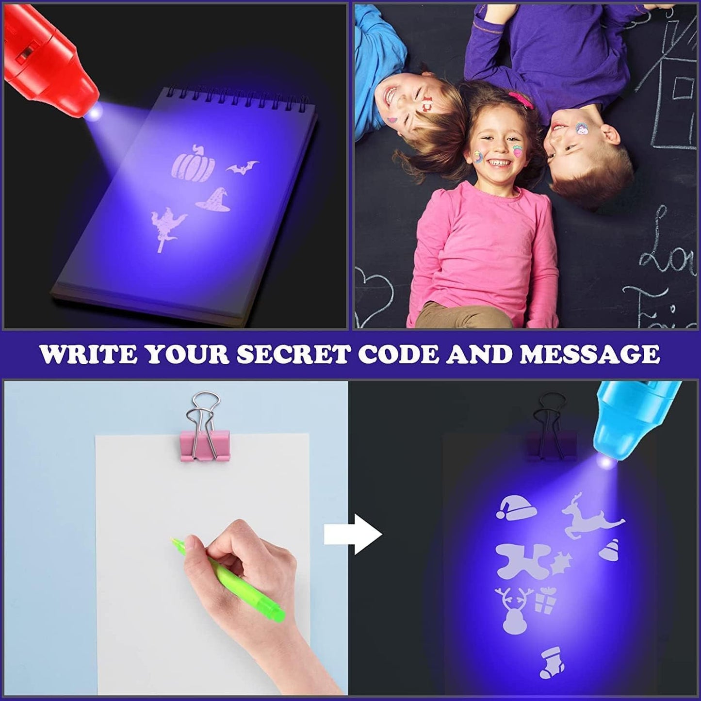 36PCS Invisible Ink Pens with UV Light, Spy Pens with Animal Cards & Goodie Bags, Party Favors for Kids 8-12, Classroom Prizes, Stocking Stuffers