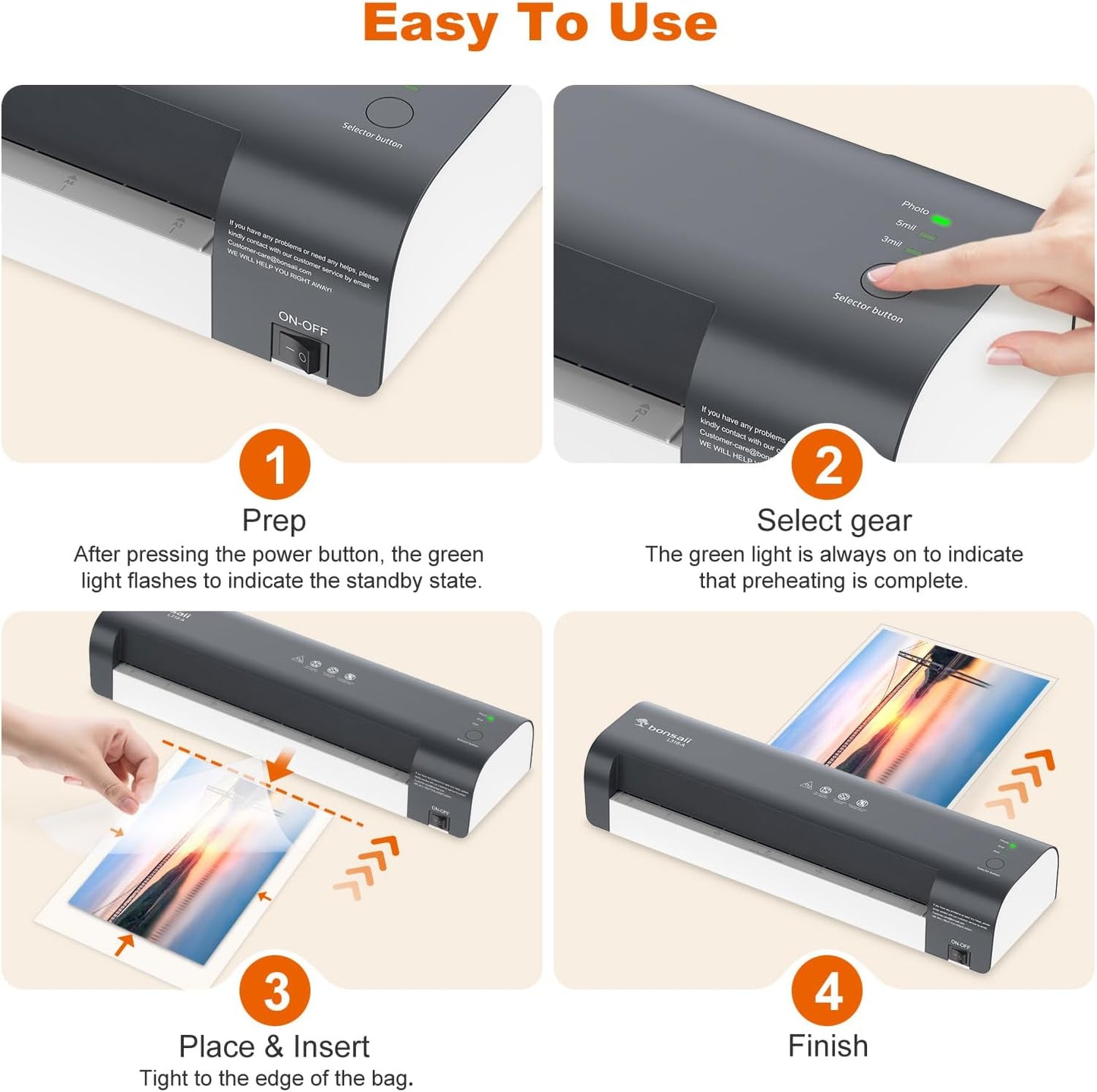 Bonsaii Laminator, 13 Inch 7-in-1 Thermal Laminator Machine with Never Jam Technology, with 40 Laminting Sheets for Home, Office, and Classroom Organization Supplies