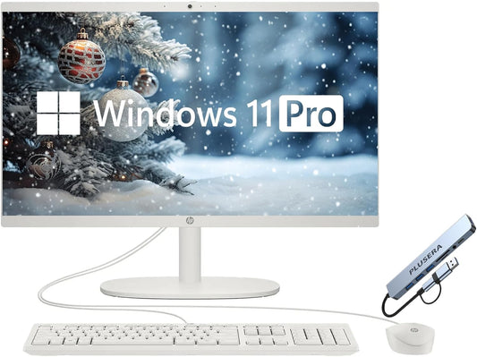HP 21.5" FHD All-in-One Desktop Computer, 16GB RAM 512GB Storage (256GB SSD + 256GB Docking Station Set), Dual-Core Intel Celeron, Windows 11 Pro with Microsoft Office Lifetime Suite, Keyboard & Mouse