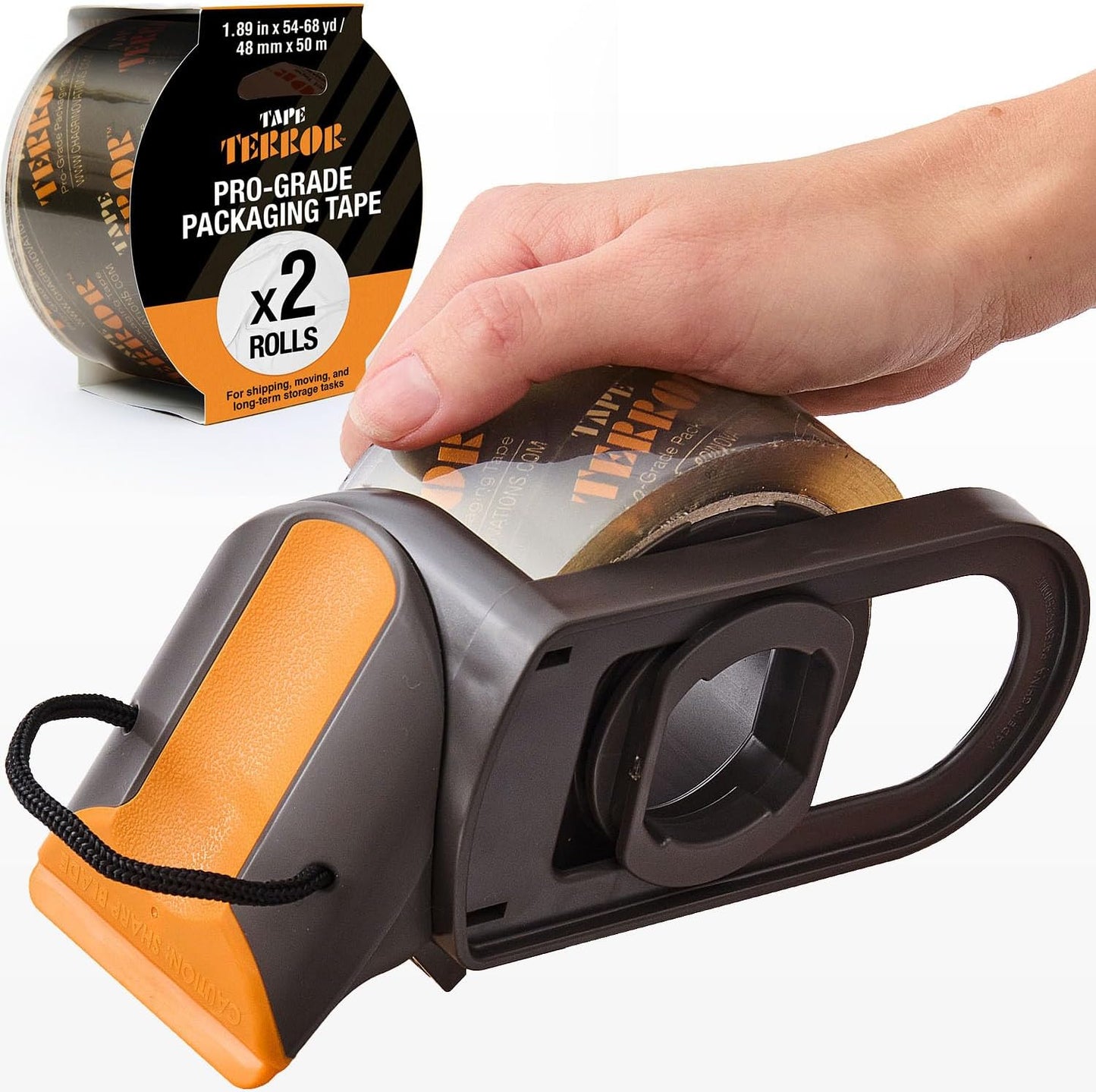 Clear Packing Tape with Dispenser (2 Rolls) - Professional Grade for Boxes - Packaging, Shipping with Refillable Dispenser, Fits Standard Bulk Up to 2" Wide