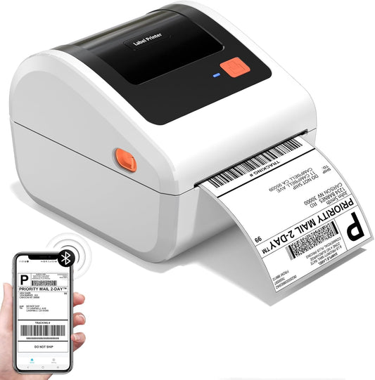 Bluetooth Thermal Shipping Label Printer - D450BT Thermal Label Printer 4x6 for Small Business & Shipping Packages, Compatible with iPhone, Android, iPad, Windows, macOS, Chrome, USPS, Amazon
