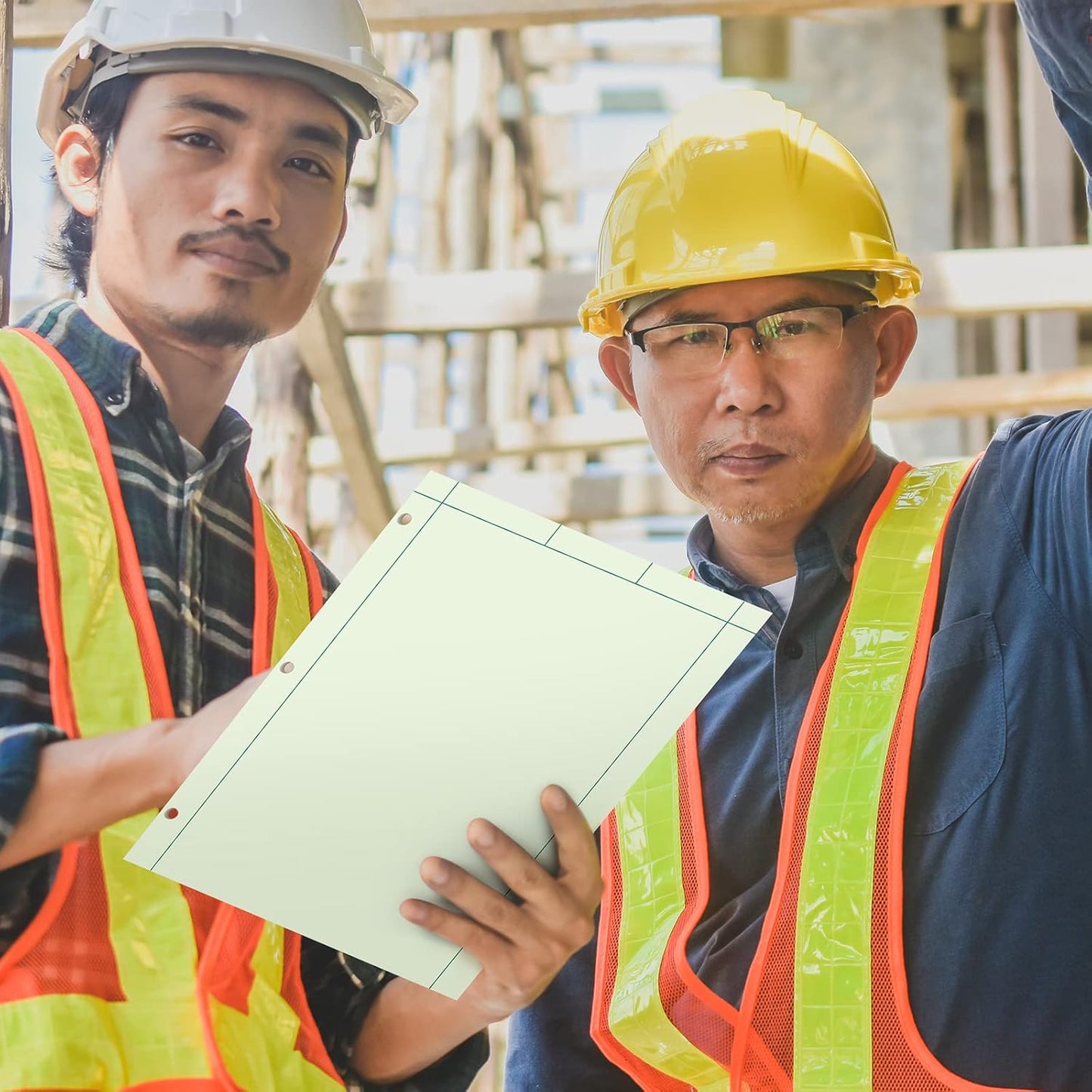 Seajan 5 Pcs Engineering Paper Notebook Engineering Computation Pad 8.5 x 11 Inches Engineer Graph Paper Notepad, 5 Squares Per Inch 3 Hole Punched Computation Pad, 100 Sheets/pack (Green)