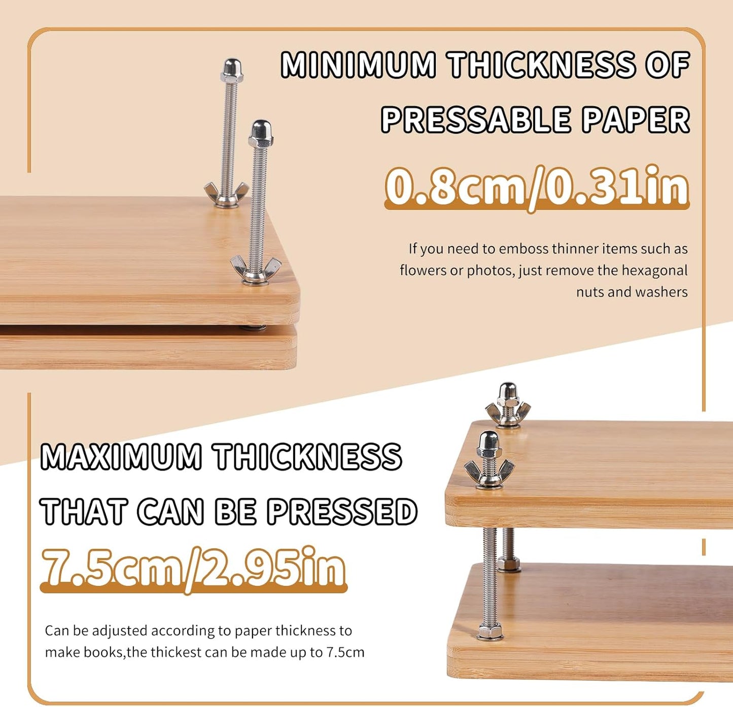 JUPEAN Book Binding Kits, Bookbinding Supplies, Bookbinding Kit for Beginners Bone Folder Tool with Paper Awl Waxed Thread Book Press for DIY 7.9”x11.6”