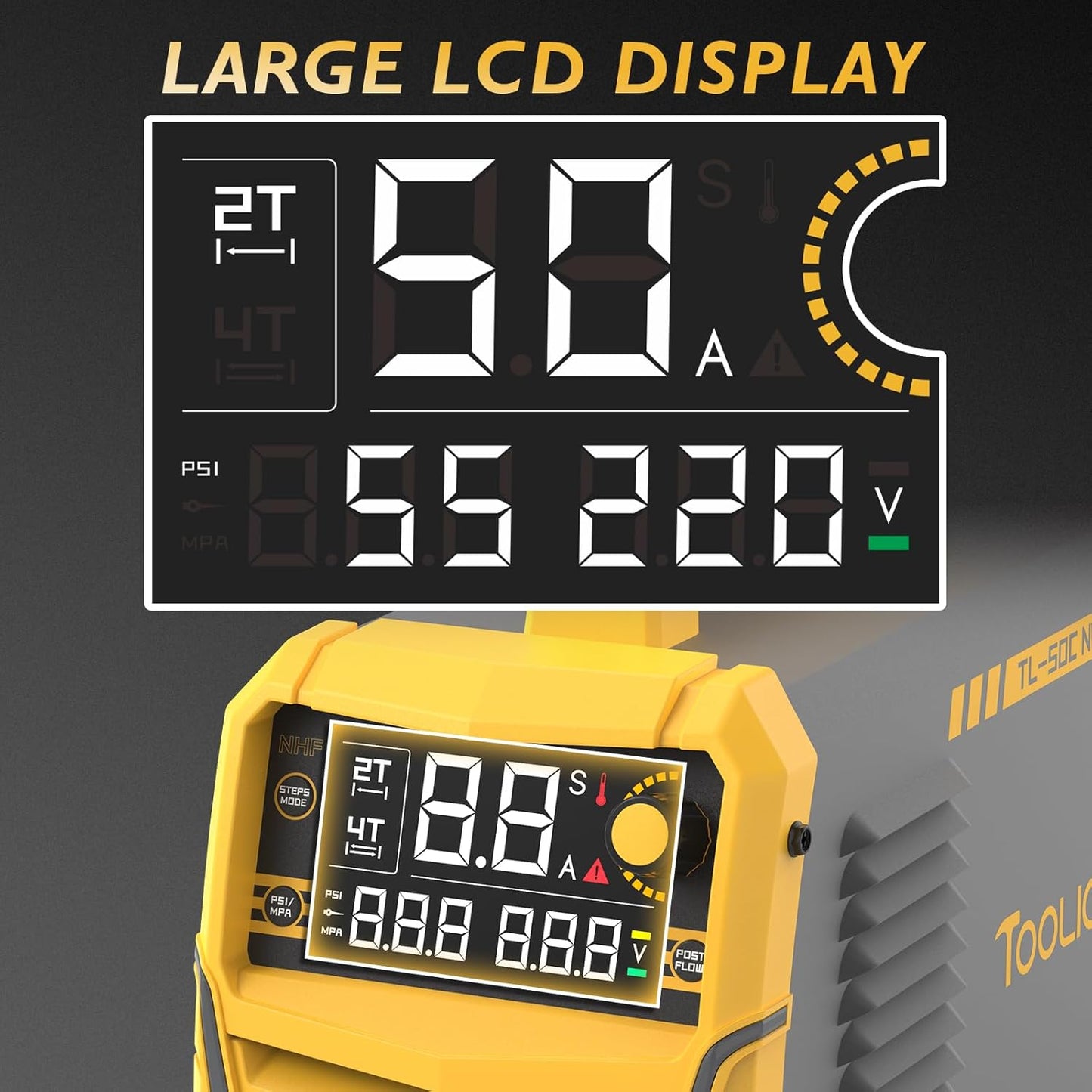 TOOLIOM 50A Non High Frequency Plasma Cutter 110/220V Dual Voltage 2T/4T Cutting Machine 3/4" Clean Cut with Large Digital Display