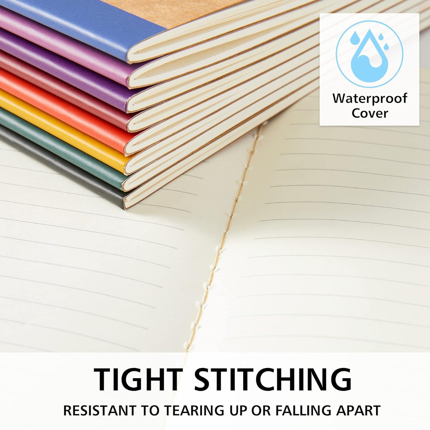 feela 56 Pack Composition Notebooks Bulk, Kraft Cover Lined Blank College Ruled Composition Travel Journals with Jewel Tone Spines For Women Students, 60 Pages, 8.3”x 5.5”, A5, 8 Vintage Colors