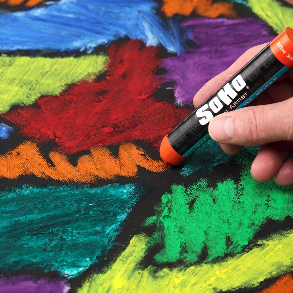 Soho Urban Artist Water Soluble Oil Sticks for Artists – Set of 24 + Blender Oil Paint Stick - 37 ml - No Brushes or Solvents Needed, Paint Any Primed Surface, Water Clean-Up, Non-Toxic, 4.8 x 0.78