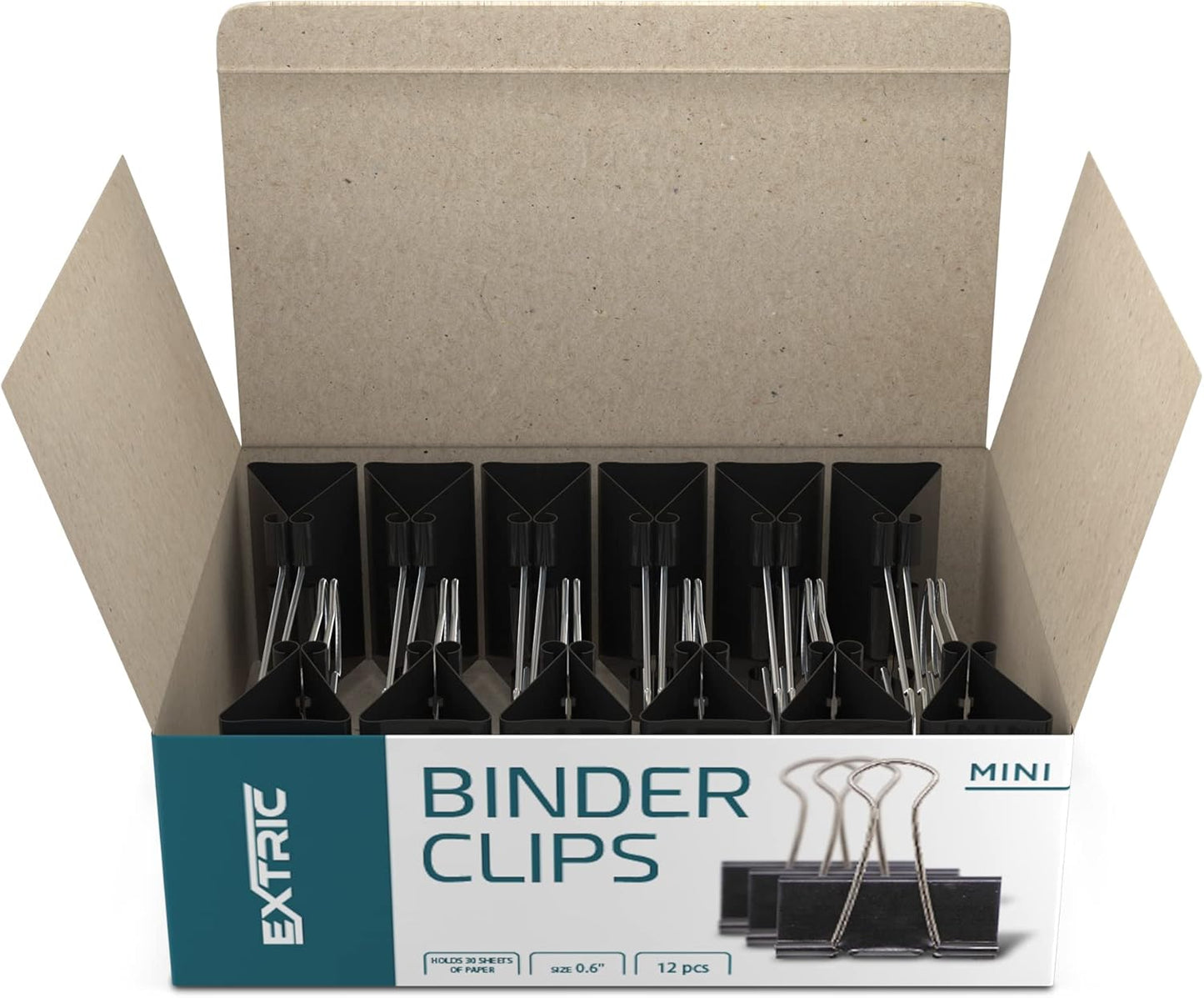 Binder Clips - 48 Mini Black Paper Clamps, 0.6 Inch, Holds 30 Pages, File Clip for Home, Office and School Supplies