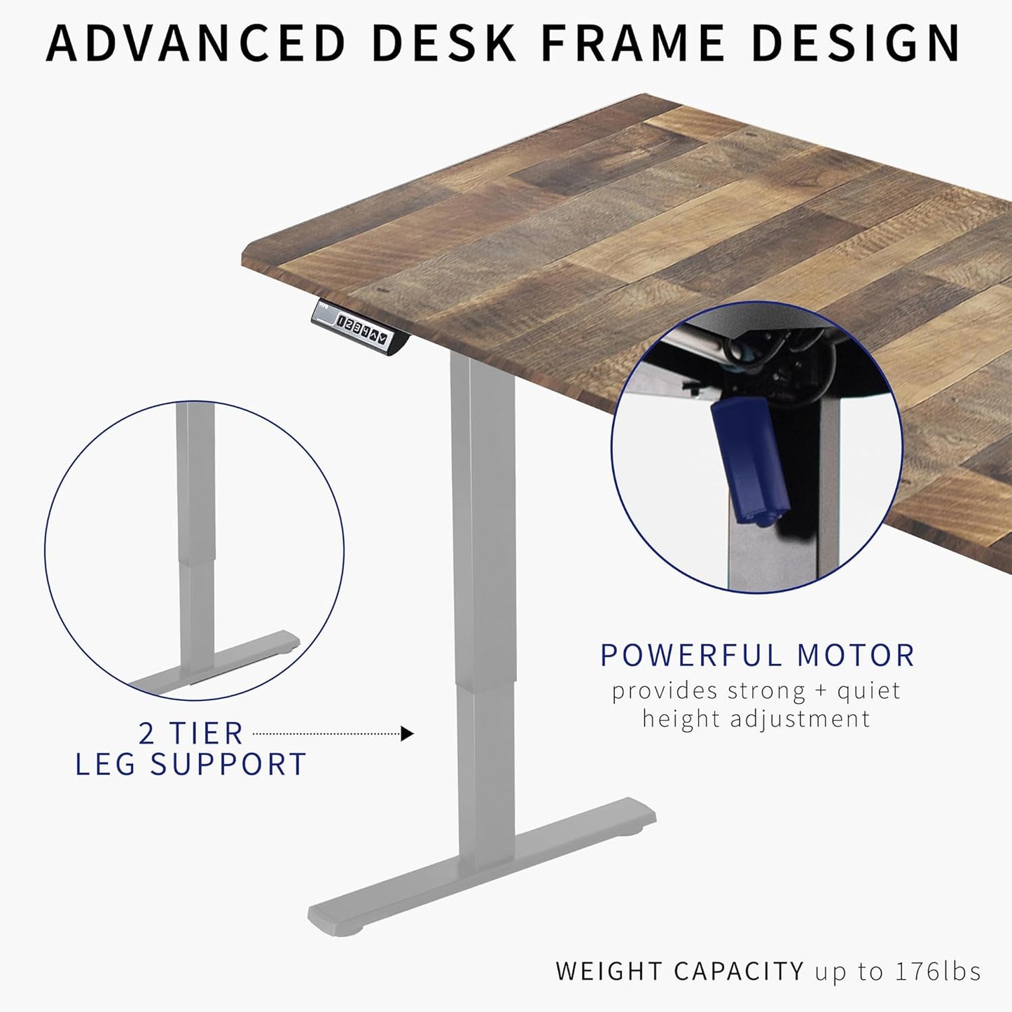VIVO Electric 71 x 36 in Standing Desk, Memory Height Adjustment, 1B Series, Reclaimed Wood Top Gray Frame, DESK-KIT-1G7P-36