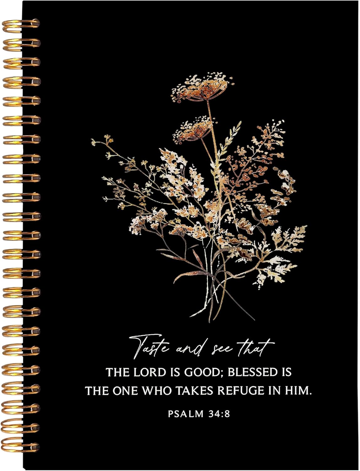 BearCake the Lord is Good Boho Floral Christian Notebook Journal, Christian Gifts for Women, Bible Notebooks for Note Taking, Bible Journaling Notebook, Hardcover Spiral Notebook 5.5x8.3