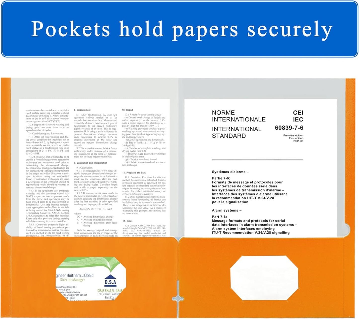 Zzrywuty File Folders with Pockets Letter Size, 25-Pack Paper Folders with Card Slot, Two Pocket Folders for School Students, Businessmen, Home and Office Workers (Orange)