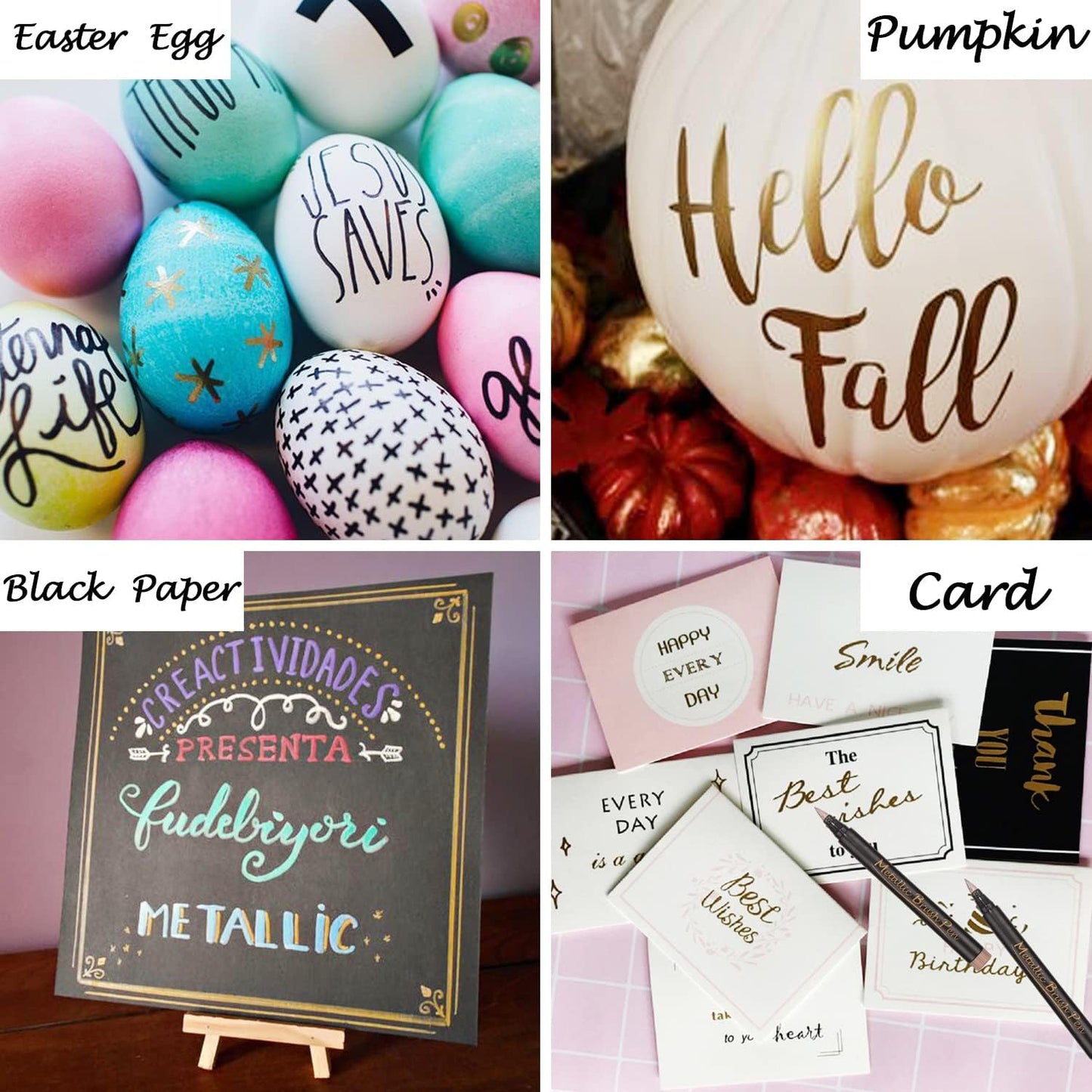 Dyvicl Metallic Brush Marker Pens - Metallic Pens Art Markers for Calligraphy, Brush Lettering, Black Paper, Rock Painting, Card Making, Scrapbooking, Fabric, Metal, Ceramic, Wine Glass, Set of 10