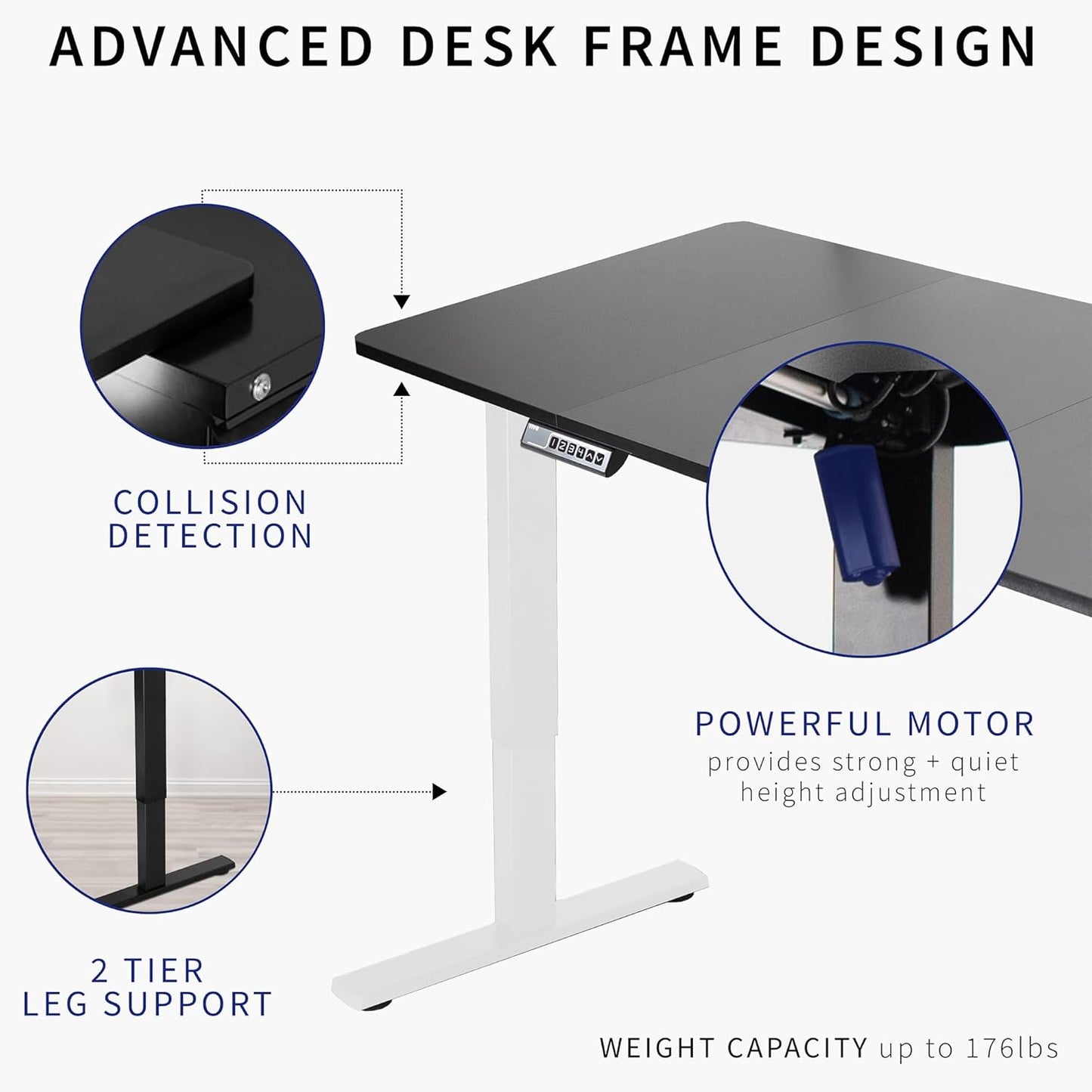 VIVO Large Electric 83 x 30 in Standing Desk, Memory Height Adjustment, 1B Series, Black Top White Frame, DESK-KIT-1W8B