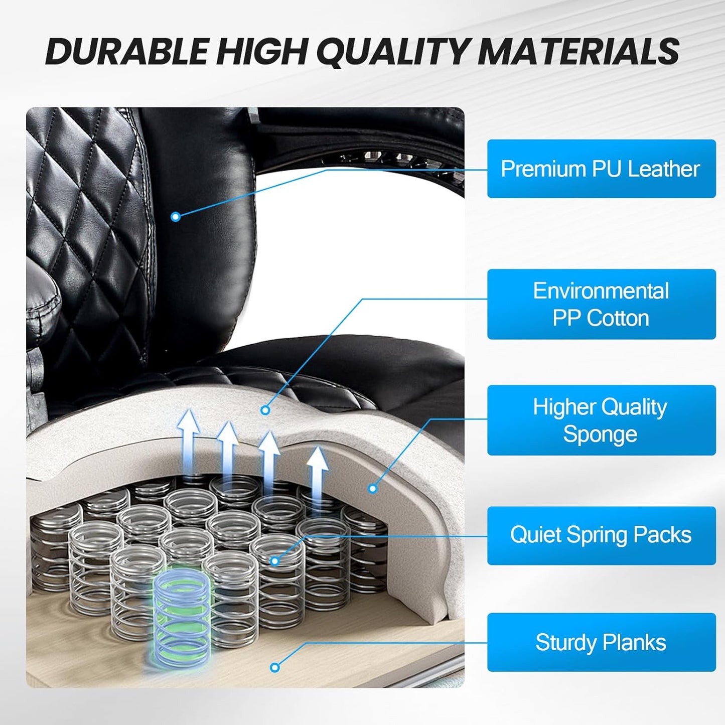 Lumbar Massage Office Chair, 500LBS Big and Tall Office Chair, Heavy Duty Ergonomic Executive Reclining Chair with High Back and Lumbar Support, Black