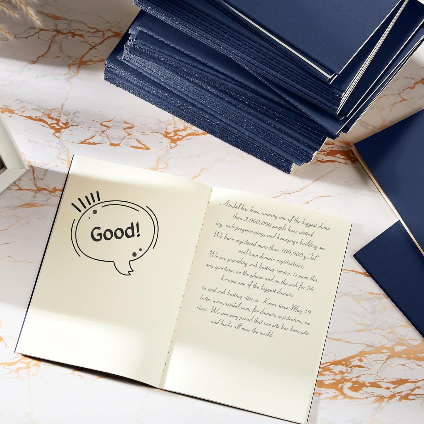 Mimorou 100 Pcs Kraft Notebook Journals 5.5 Inch x 8.3 Inch A5 Softcover Notebooks Bulk for Writing Sketch Office Notepad with 60 Pages 30 Sheets (Navy,Unlined)