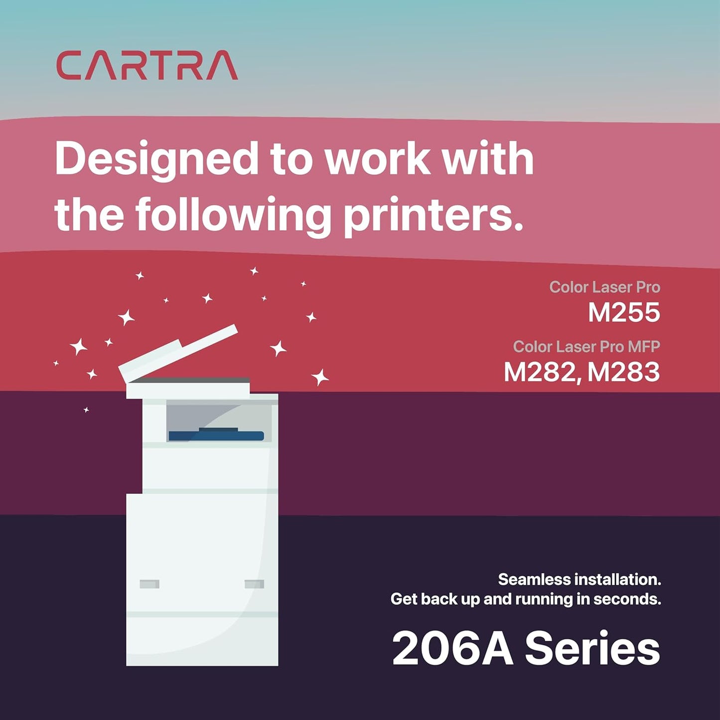 CARTRA 206A W2110A Black Toner Cartridge for HP MFP M283cdw Printer, Color Laserjet Pro M283fdw, M283fdn M283, M255dw, M255nw M255, M282nw M282 Series, 206X W2110X