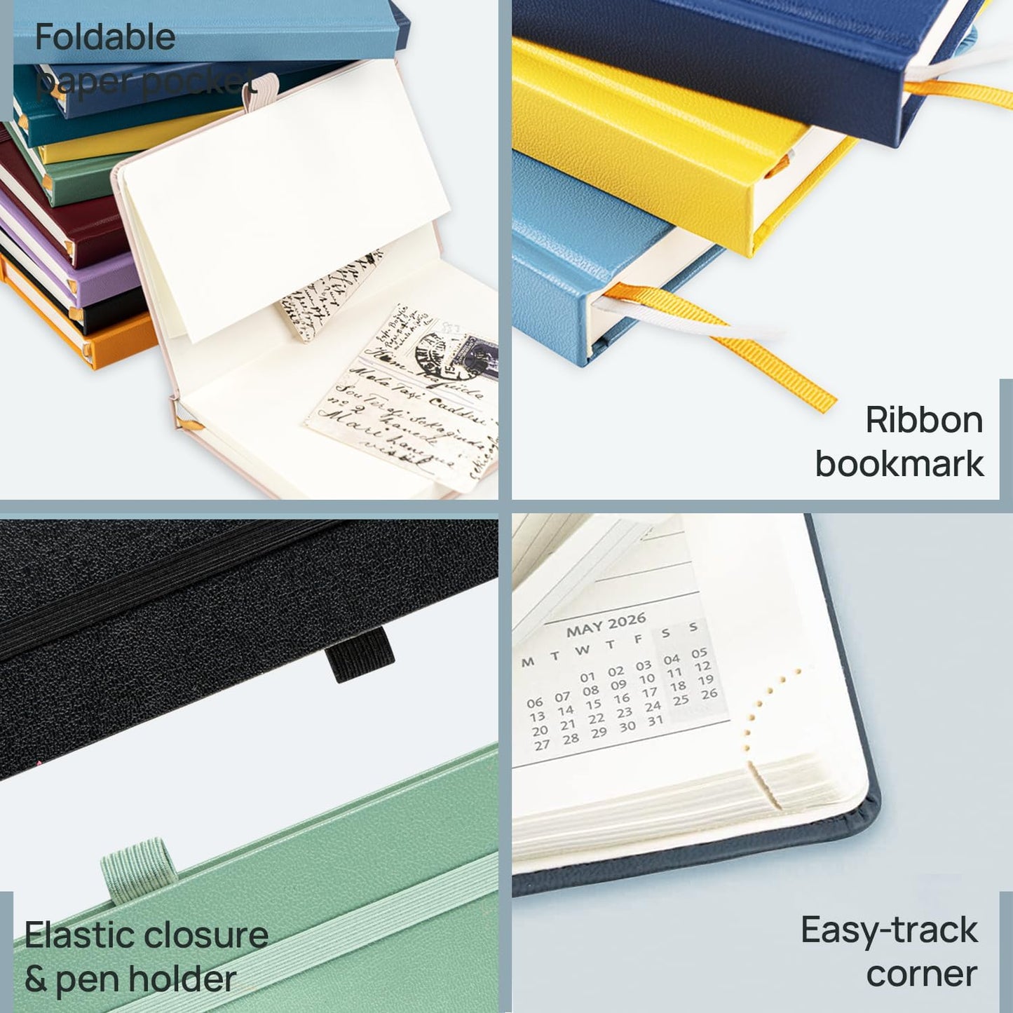 POPRUN 2026 Planner (Pocket Size 4''x 6.25'' Hardcover) - Small Calendar for Purse with Hourly Schedule & Vertical Weekly Layout, Monthly Calendars, 100 GSM - Burgundy