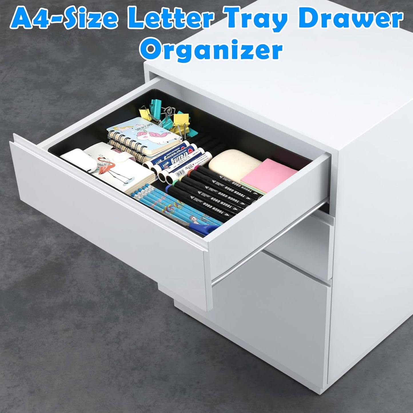 Letter-Size Tray, Desk Drawer Organizer, A4 Plastic Paper Tray, Multi-use Large Storage Basket for Office Home Supplies,13 x 9.6 inch