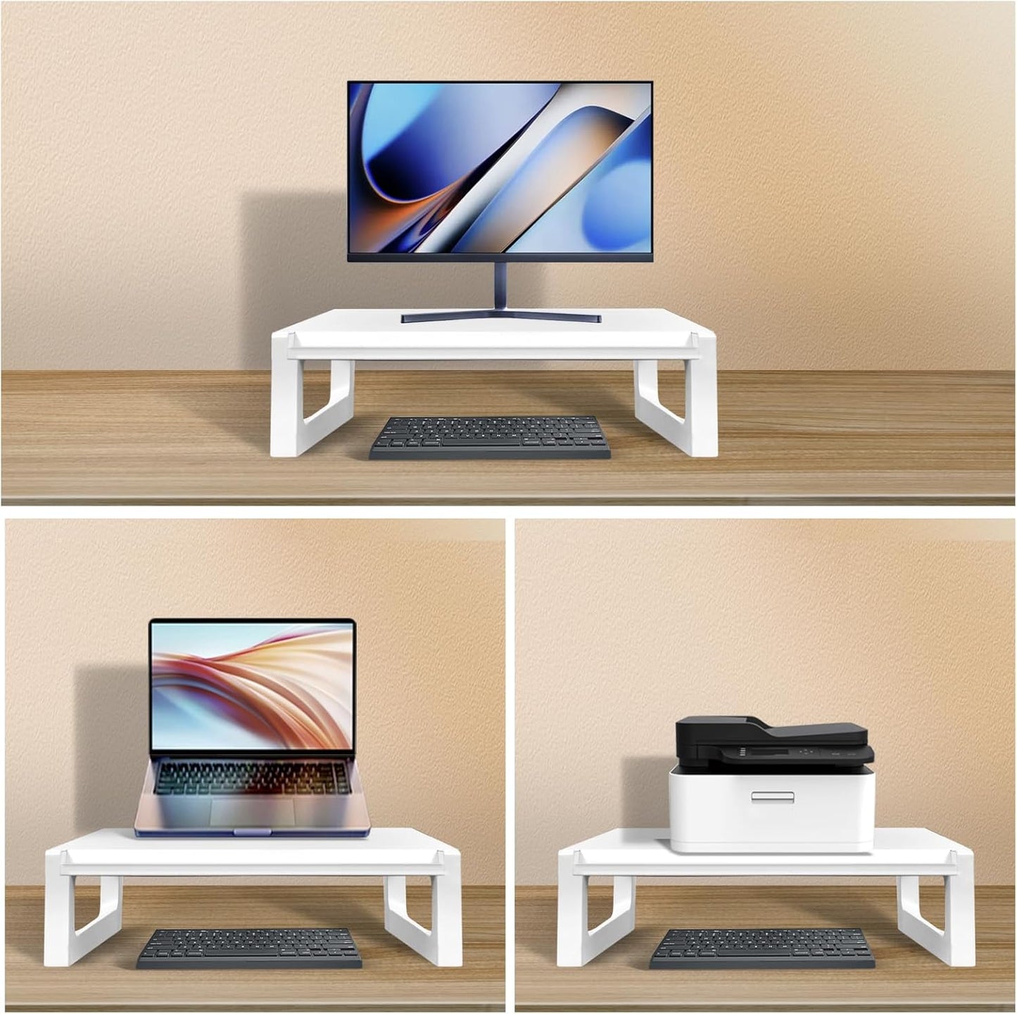 Monitor Stand Riser – 22-Inch Computer Monitor Stand with Multifunctional Slot, Multi-Purpose Desktop Storage for Laptop, Printer, TV