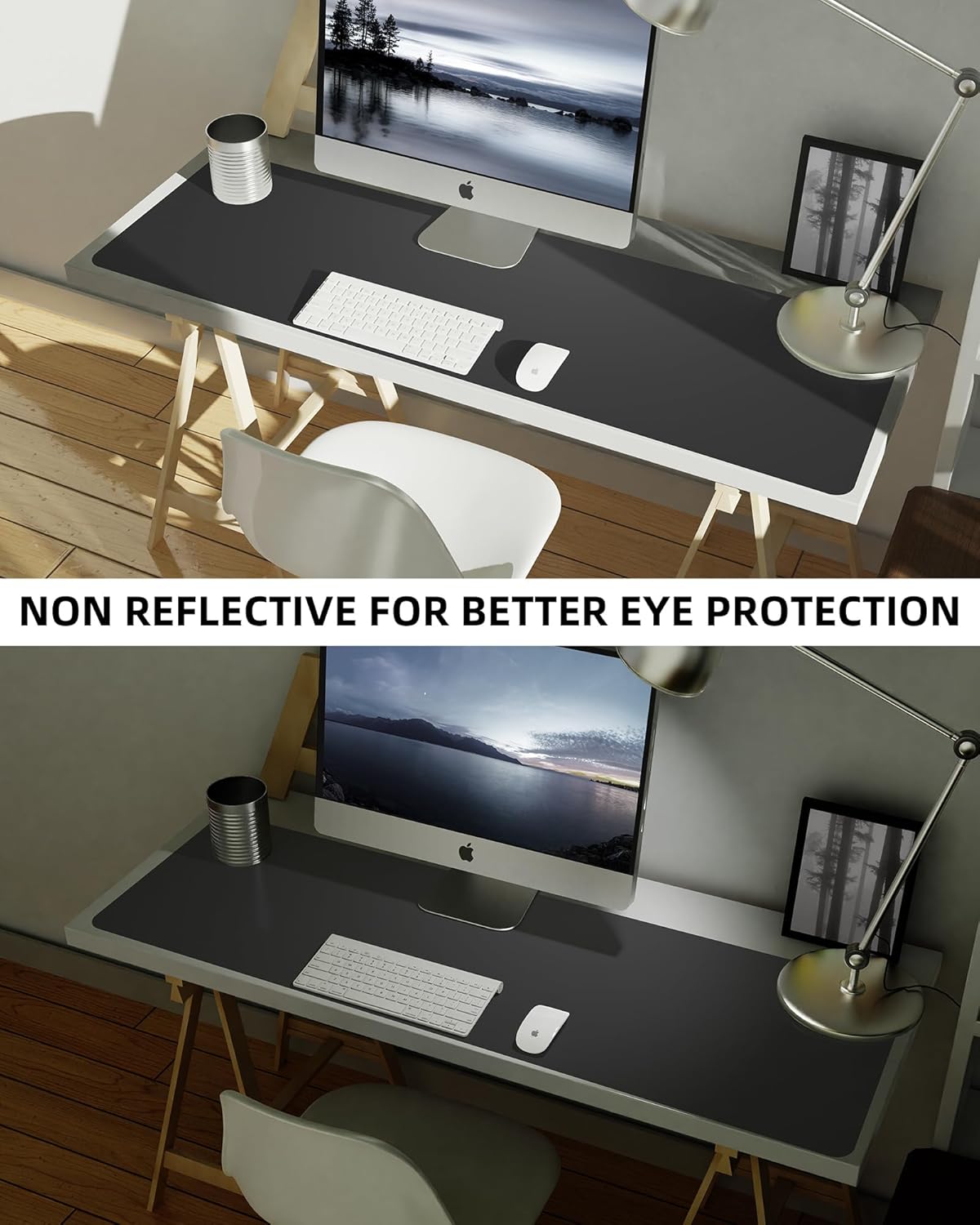 Large Desk pad mat,Mouse Pad,Office Desk Mat, Non-Slip PU Leather Desk Blotter,Large Desk pad,Waterproof Keyboard mat for Office/Home/Decor (Black,48" x 17")