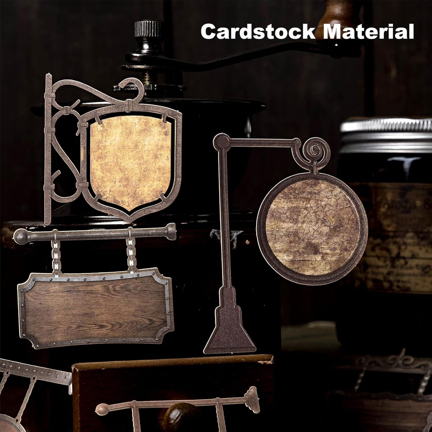 Vintage Cut-Out Signboard Sticker Set, 60PCS Retro Ephemera for Scrapbooking, Journaling, DIY Crafts, and Decorative Art