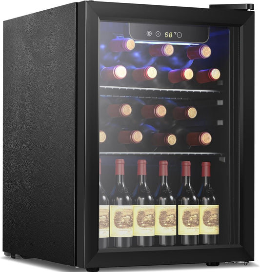Antarctic Star Wine Cooler, Beverage Refrigerator,16 Bottle 68 Can Freestanding Wine Cellar Front Glass Door for Home and Bar, Digital Temp Control, Blue LED, 1.7 Cu.Ft.