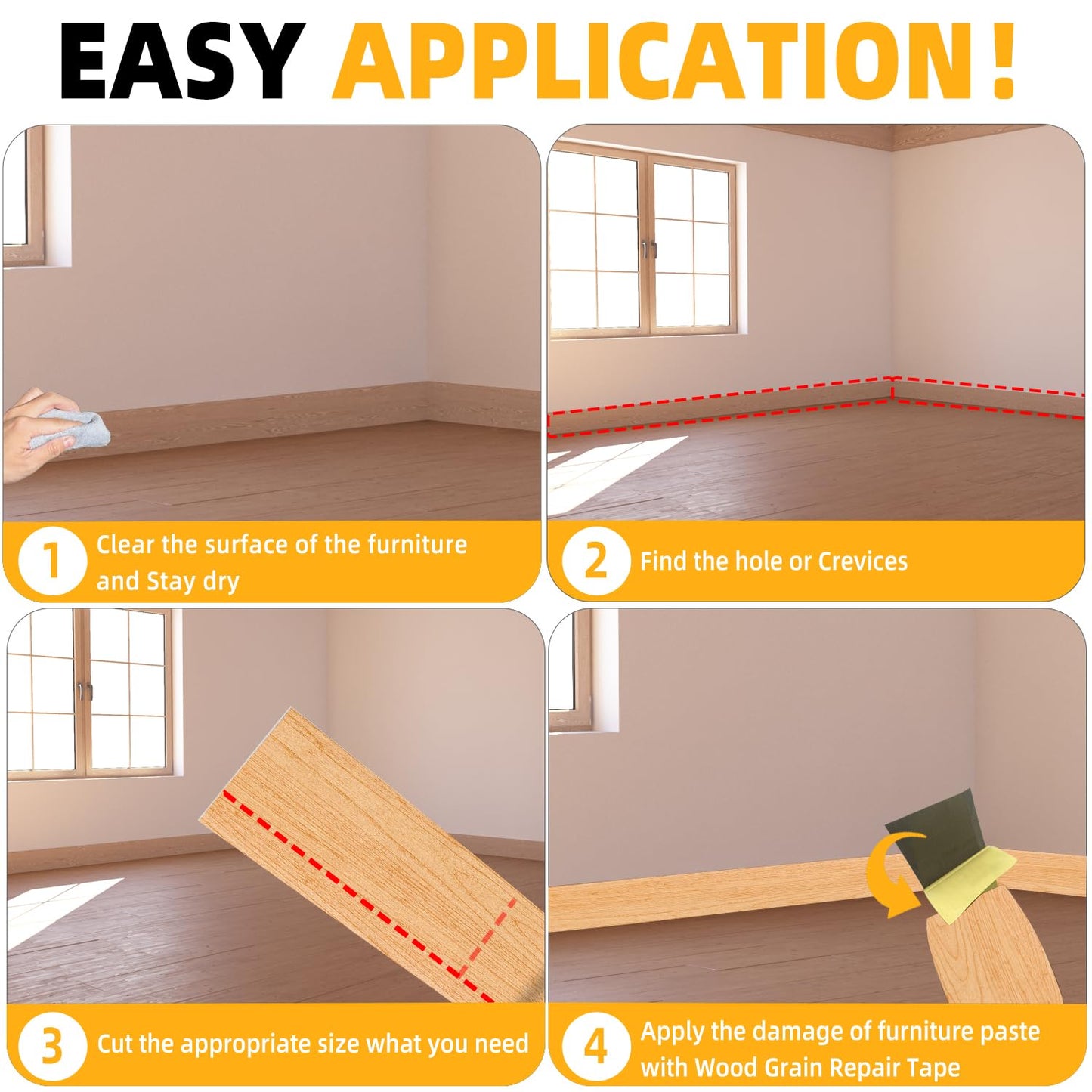 GSCIT Club Wood Grain Repair Tape, 2.4 inch X 100ft Self Adhesive Maple Grain Repair Patch for Tables, Chairs, Baseboards, Doors, Windows, Floors, Handicraft DIY.