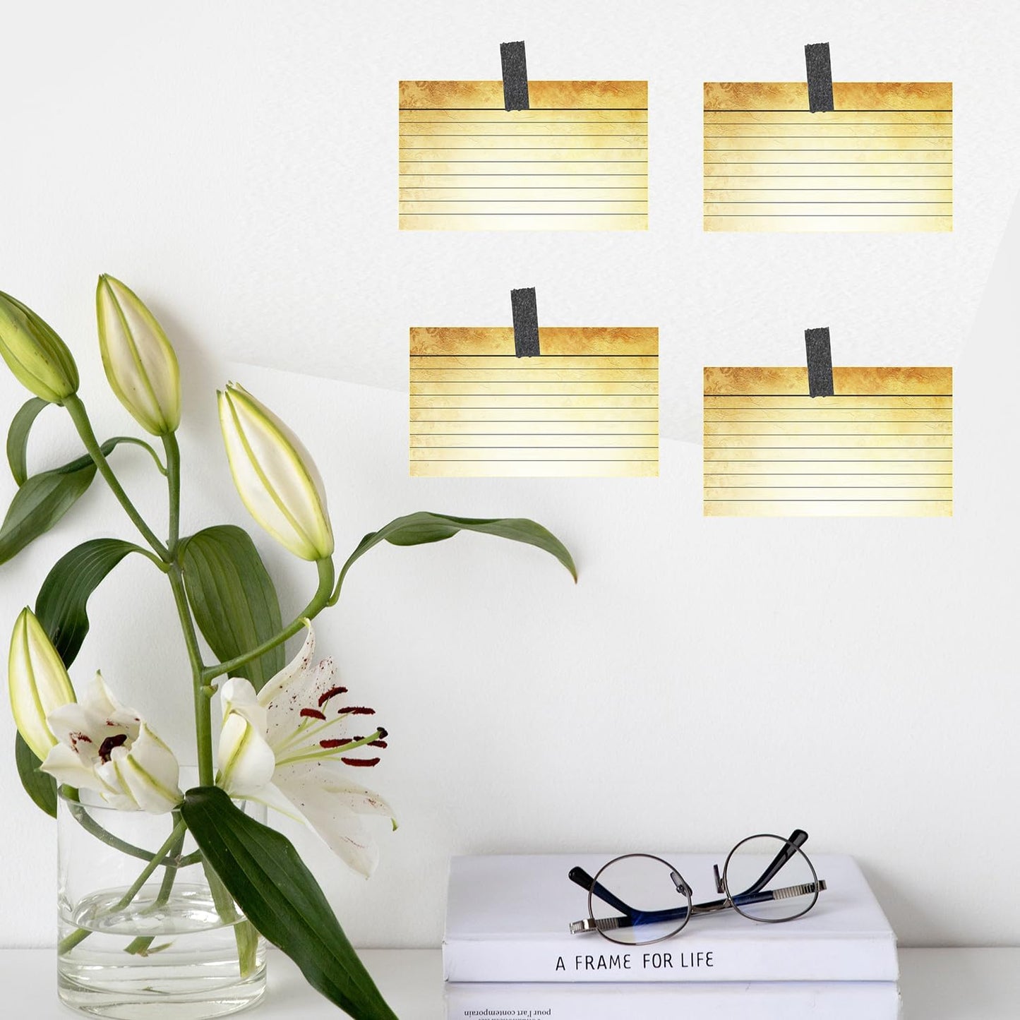 PARTH IMPEX Ruled Lined Vintage Index Note Cards, 250 Count Single Side Printed White Back 3" x 5" for Studying Home and Office Flashcards, 120 Gsm Offset Paper Flash Cards