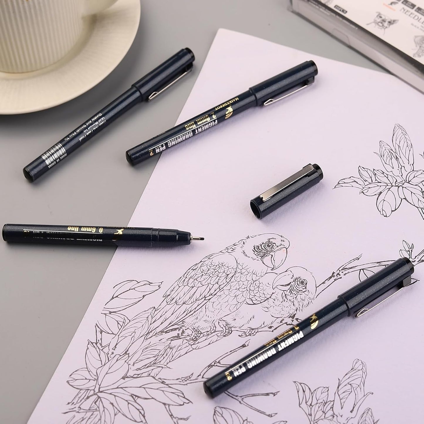 Micro Fineliner Drawing Art Pens Calligraphy Pens for Artist Drawing Supplies, 16 Set Waterproof Black Ink Pens for Sketching,Technical Drawing