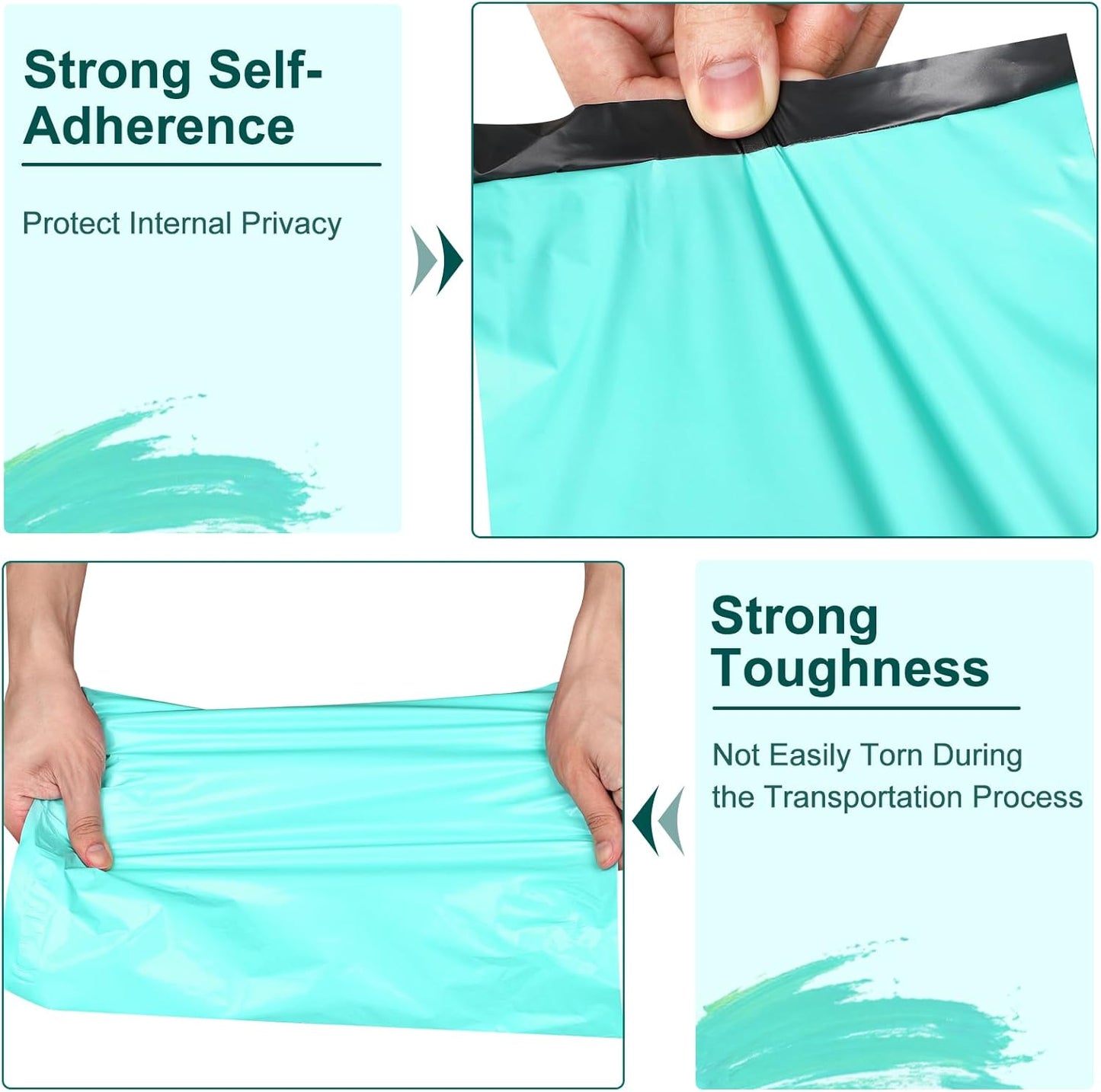 Poly Mailers 10x13 Inch 200 Pcs, Teal Shipping Bags, Mailing Envelopes with Self Seal Adhesive Strip, Waterproof and Tear-Proof Poly Bags for Non-Fragile Items