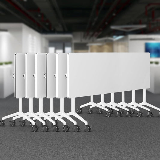 Folding Conference Room Tables 6 Pack, Foldable Modern Mobile Meeting Table Desk Training Table 6FT Large Rolling OfficeTable for Conference Training Classroom (6, 47.2" * 23.6" * 29.5")
