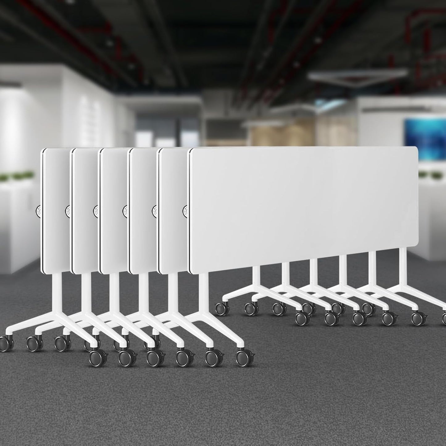 Folding Conference Room Tables 6 Pack, Foldable Modern Mobile Meeting Table Desk Training Table 6FT Large Rolling OfficeTable for Conference Training Classroom (6, 70.8" * 23.6" * 29.5")