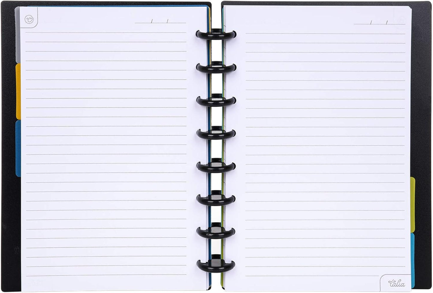 Talia Discbound Notebooks, Planner, Customizable, (Black w/Black Discs, Junior (5.5in x 8.5in))