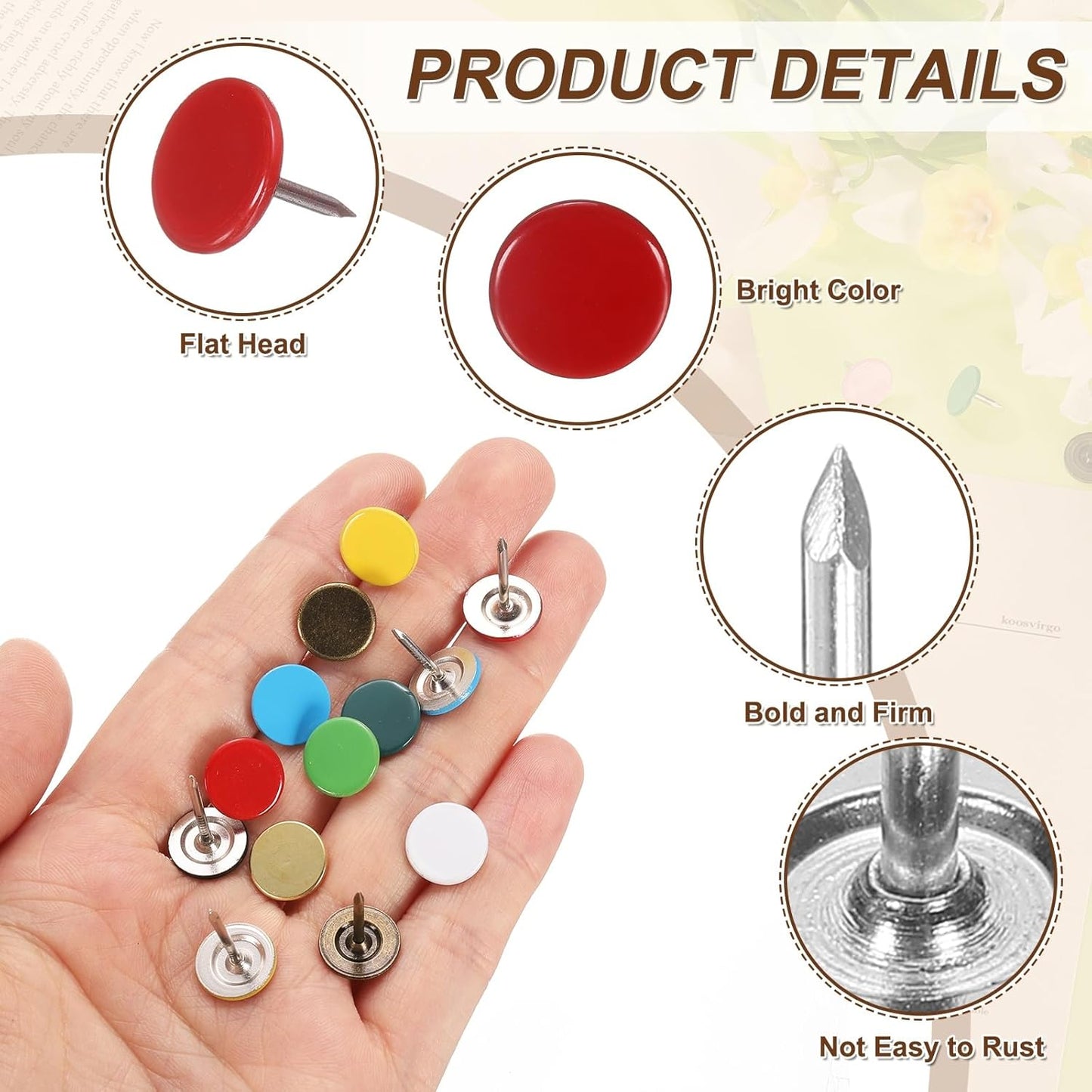 uxcell 150Pcs Upholstery Tacks, 11mmx13mm Flat Head Thumb Tack Decorative Furniture Nails Push Pins for Furniture Sofa Headboards, Red