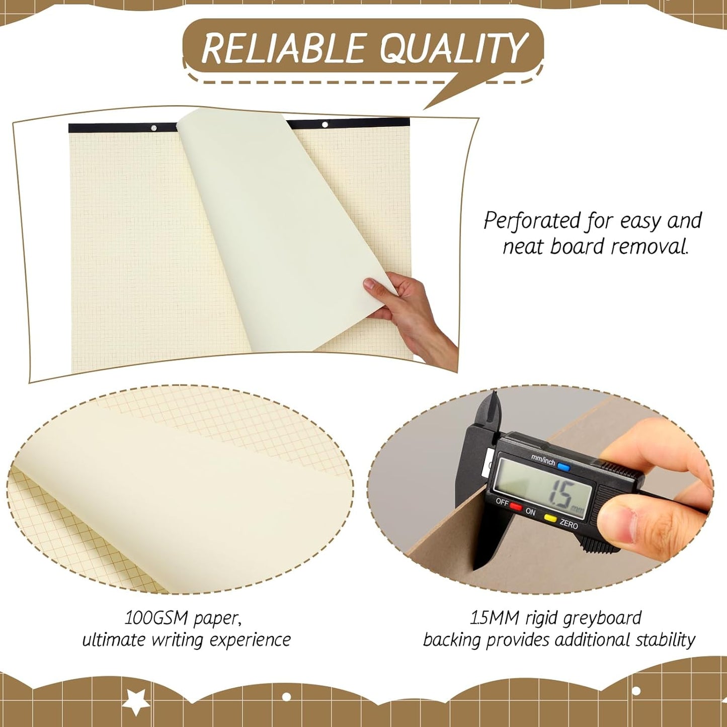 Fainne Large Engineering Graph Paper Pad 22''x17'' Landscape 4" x 4"Grid Pad Giant Drafting Sketching Graph Paper for Engineer Architect Designer Mathematician Draftsman(Beige and Brown)