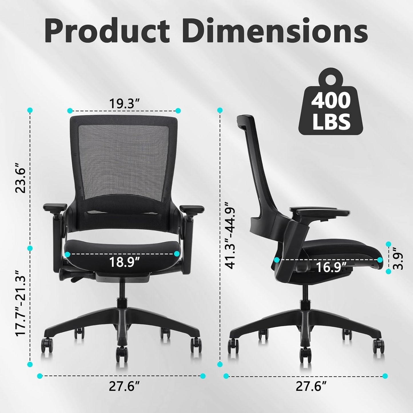 CLATINA Swivel Executive Chair, Adjustable Ergonomic Computer Chair with 3D Armrest and Lumbar Support, Mesh Backrest Task Chair for Home Office Conference Room