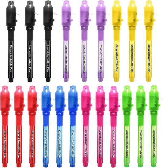 SCStyle Invisible Ink Pen 21Pcs with UV Light Magic Marker for Secret Messages, Writing Information for Birthdays, Easter, Halloween, Christmas Gifts for Students