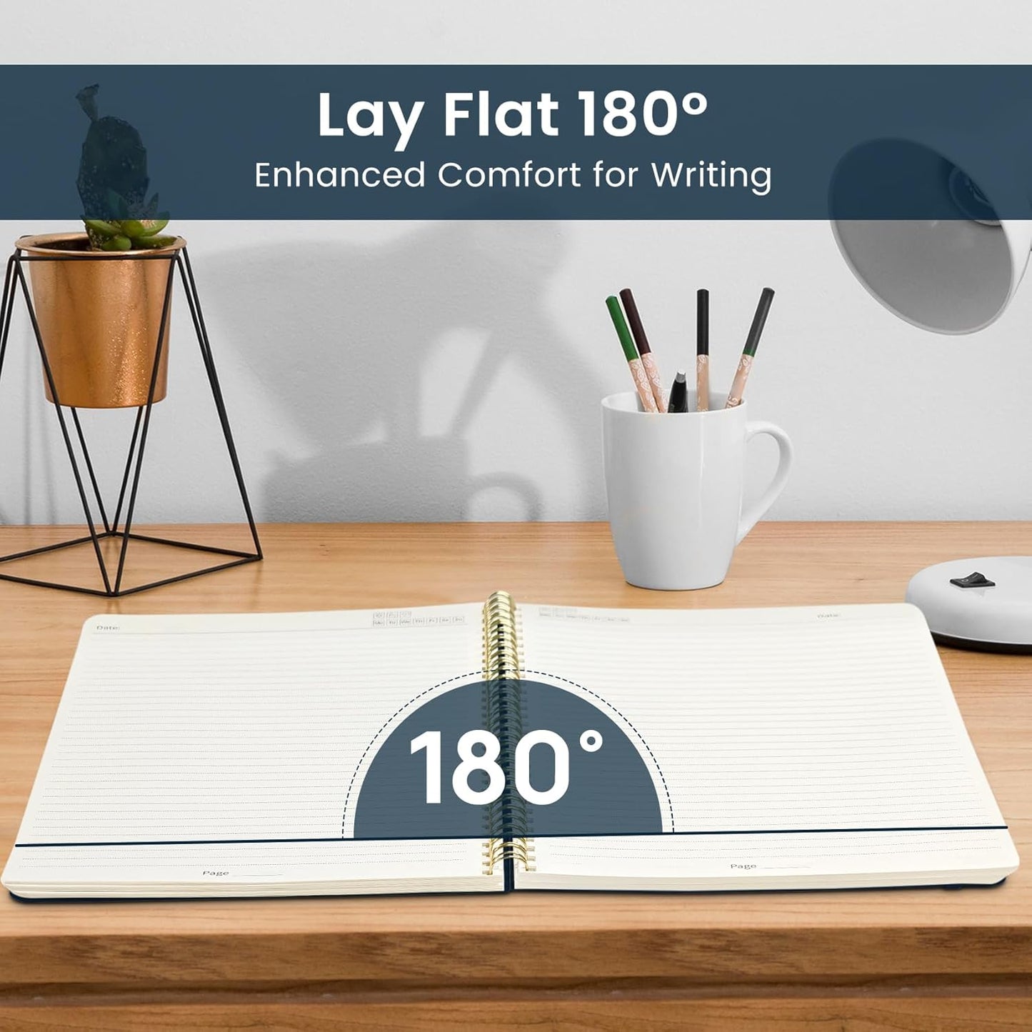 Taja Spiral Lined Notebook, 8.5"x11" Notebooks for Work, Large A4 Journal for Women & Men, College Ruled Journaling Notebook for Writing, Plastic Cover Spiral Journal, Emerald Shores