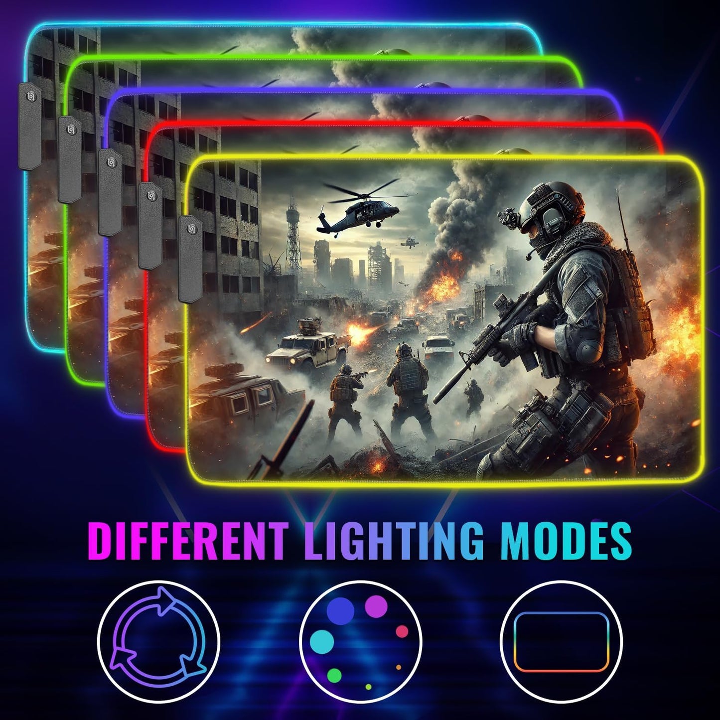Gaming Mouse Pad - Desk Mat Gaming Mouse Pad , Medium Extra Large Extended Big Long Huge XL XXL and XXXL RGB LED Light Mousepad For a Computer , PC Mats Mousepads Urban Warfare
