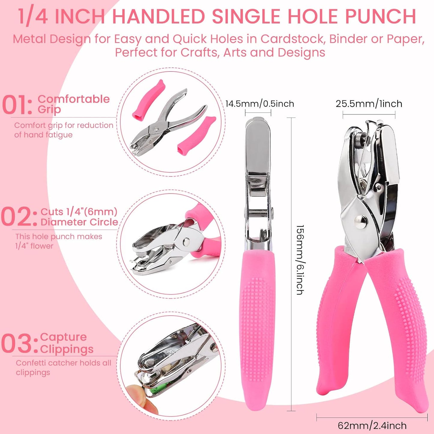 MyArTool Flower Hole Punch, 1/4 Inch Handheld Flower Paper Punch with Soft Grip, Flower Shape Hole Puncher for Paper Crafts, Cardstock, Gift Wrapping, Greeting Cards and Scrapbooks