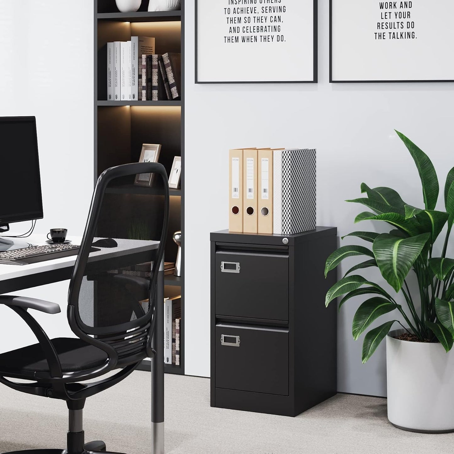 2 Drawer File Cabinet with Lock Metal Vertical Filing Storage Cabinet Office Home Steel Vertical File Cabinets for A4 Legal/Letter Size Narrow File Cabinet Locked,Assembly Required