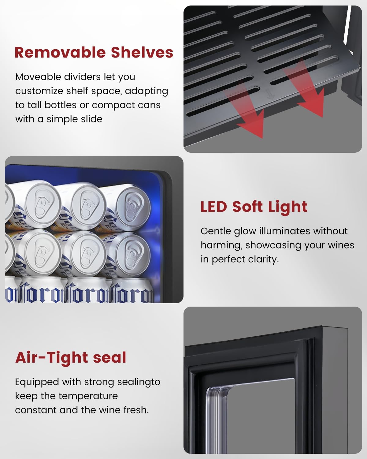 24 Cans Beverage Refrigerator Cooler - Mini Fridge with Glass Door, Soda Wine Beer Drink Fridge - Small Refrigerator for Office Home Bedroom Dorm Bar, Black