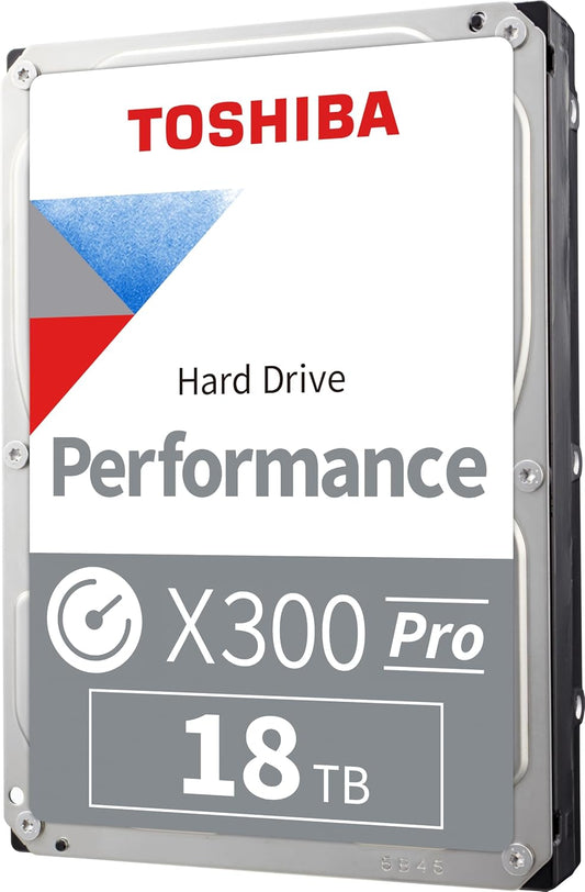 Toshiba X300 PRO 18TB High Workload Performance for Creative Professionals 3.5-Inch Internal Hard Drive – Up to 300 TB/Year Workload Rate CMR SATA 6 GB/s 7200 RPM 512 MB Cache - HDWR51JXZSTB