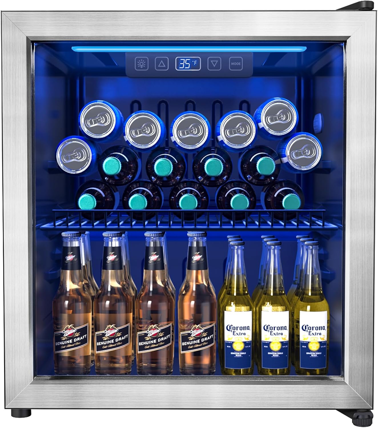 Beverage Refrigerator and Cooler, Freestanding Drink Dispenser for Soda Beer or Wine,70 Can Mini Fridge with Glass Door,Digital Temperature Control,Home, Bar, Office (Silver 1.78 Cu,Ft)