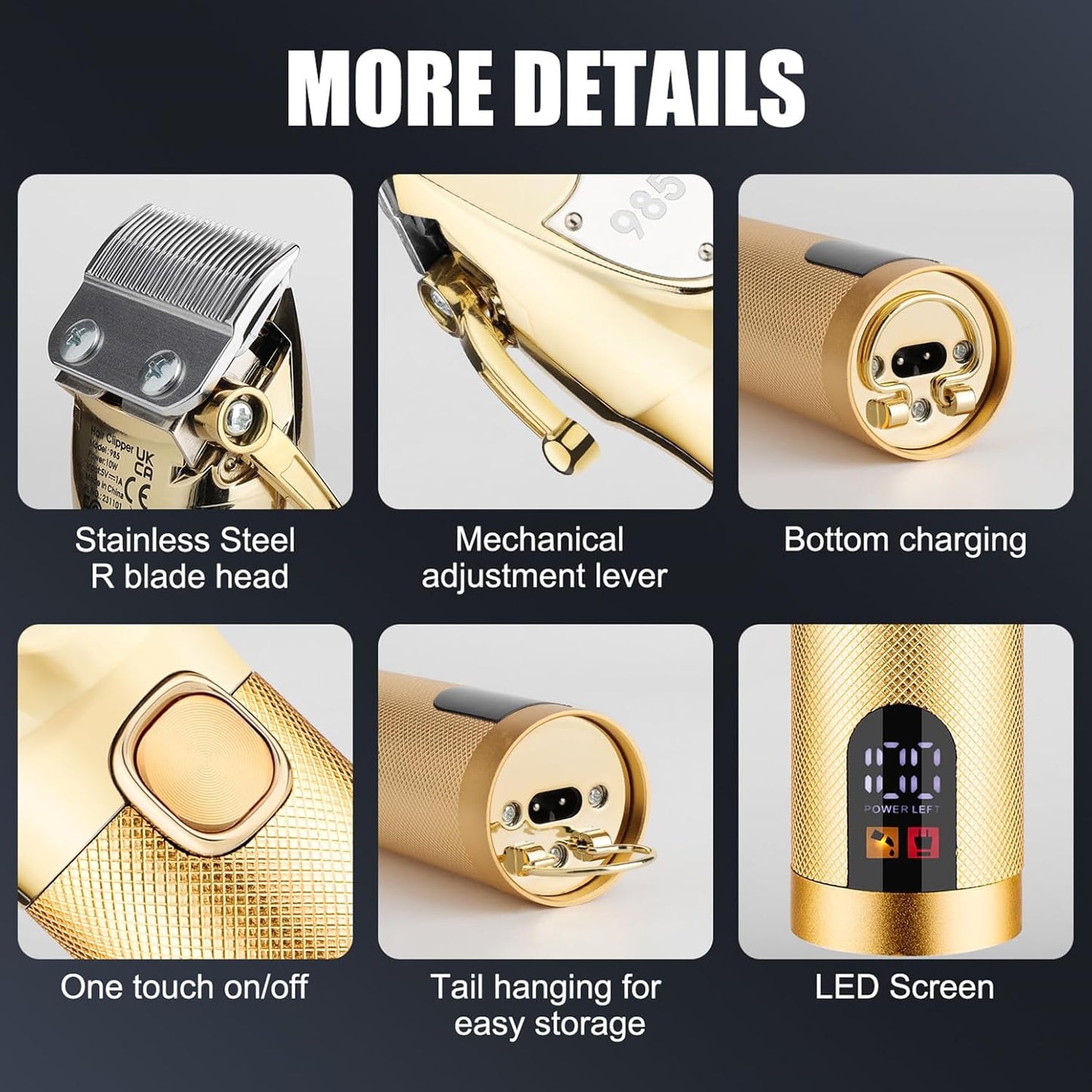 RESUXI Hair Clipper for Men T Blade Zero Gapped Nose Hair Trimmer Set,Professional Cordless Barber Clippers Hair Cutting Machine Haircut Grooming Kit,Gold