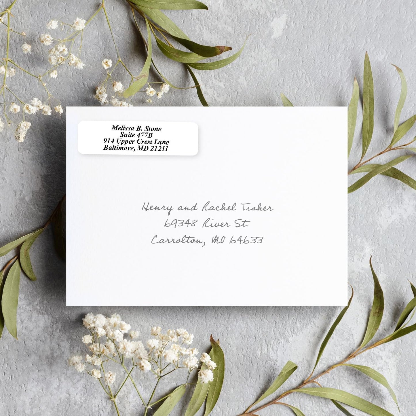 White Personalized Return Address Labels with Elegant Dispenser - Roll of 250 Custom Stickers